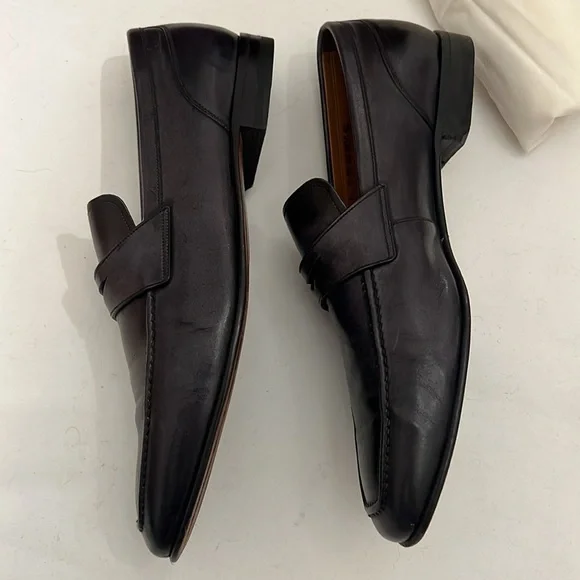 Mens BALLY Dark Grained Gray Slip on Loafer Shoes 9 1/2 - Picture 4 of 16